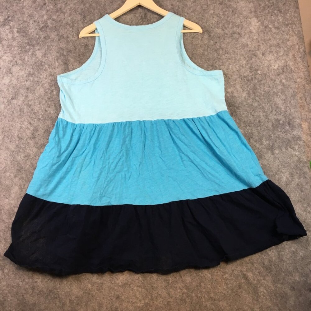 Terra Sky Dress 1X 16W 18W Blue Colorblock Tiered Pockets Tank Sleeveless Swing - Picture 12 of 13